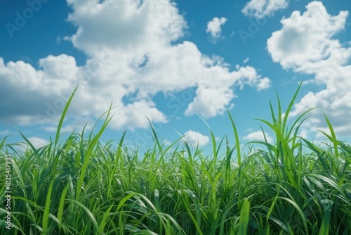 Lush Green Grass Under Clear Blue Sky