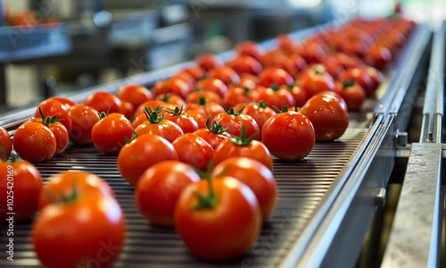 Tomatoes on a Conveyor Belt