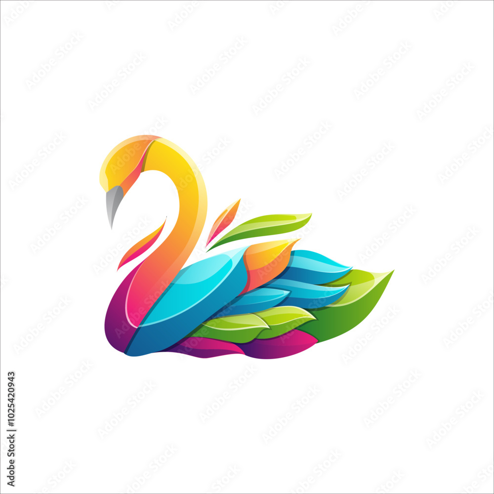 Obraz premium Colorful Swan Logo