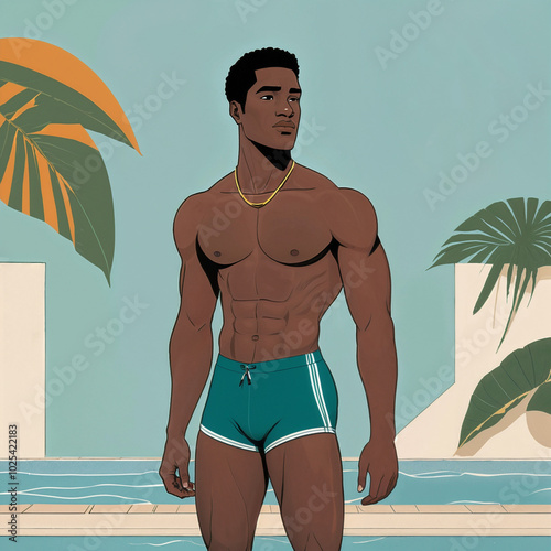 Muscular Man at a Resort