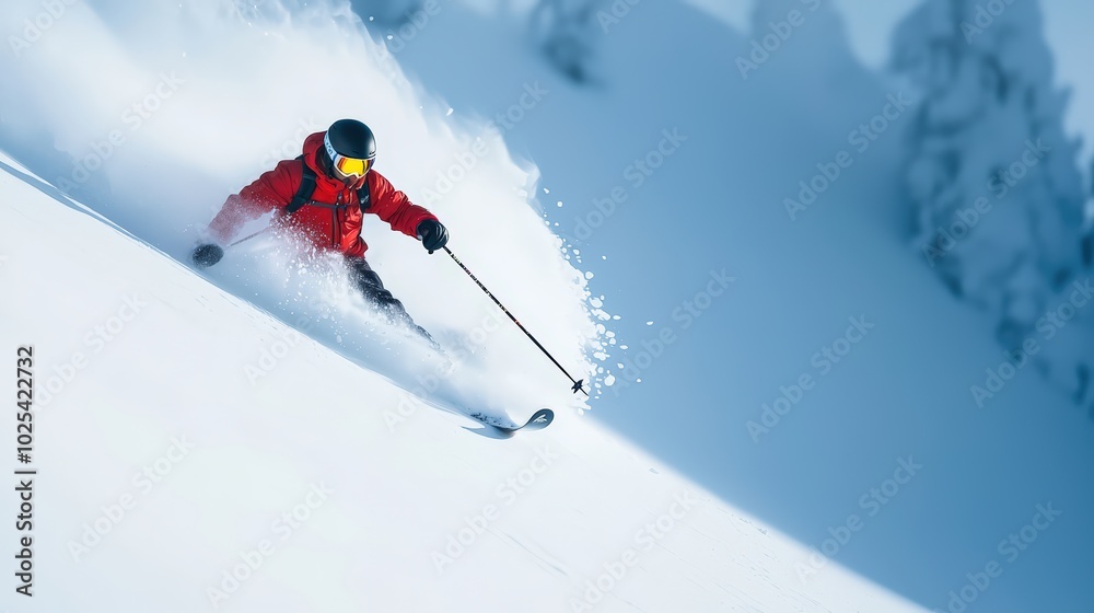 A skier gracefully gliding down a snowy slope, surrounded by pristine winter landscapes, capturing the thrill of winter sports. A skier gracefully gliding down a snowy slope, surrounded by pristine winter landscapes, capturing the thrill of winter sports.