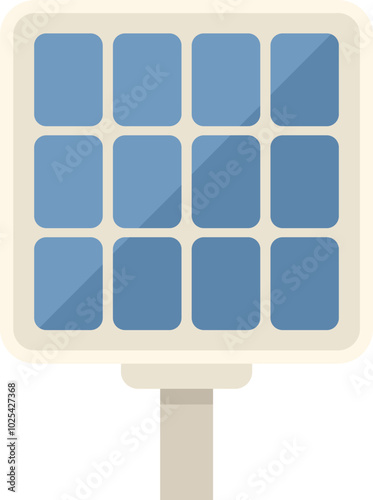 Solar panel converting sunlight into electricity flat vector icon, suitable for energy, technology and ecology themes