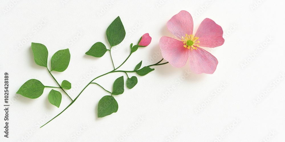 Fototapeta premium Delicate Moss-rose purslane flower in bloom showcases the beauty and fragility of nature against a white background
