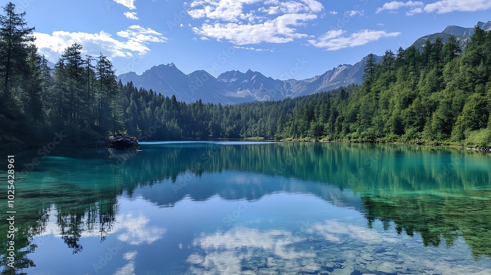 Serene Mountain Lake with Pristine Reflections Serene Mountain Lake with Pristine Reflections