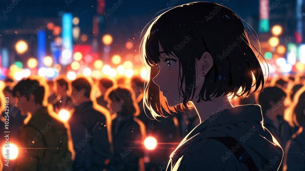 Fototapeta premium アニメ風女の子イラスト,Generative AI AI画像