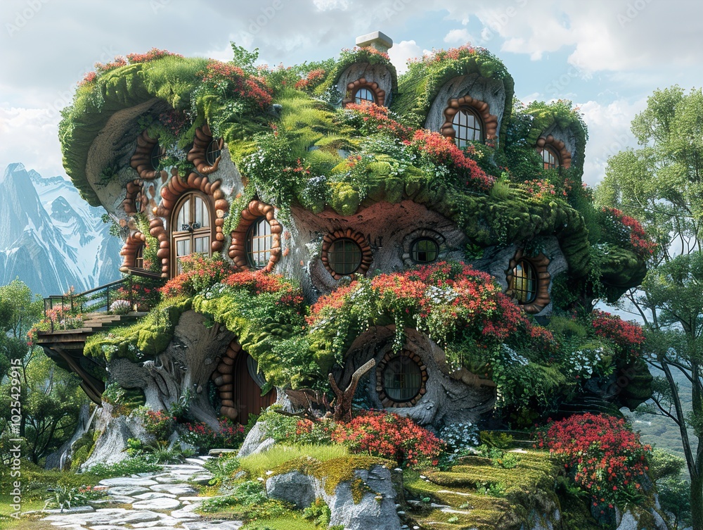 Obraz premium Enchanted Treehouse in a Fantasy Forest
