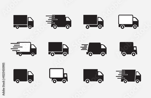 Print Delivery Truck icon set icon set vector isolated on white background