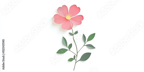 Delicate Moss-rose purslane flower in bloom showcases the beauty and fragility of nature against a white background