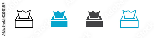 tissue box icon Flat art in outline set