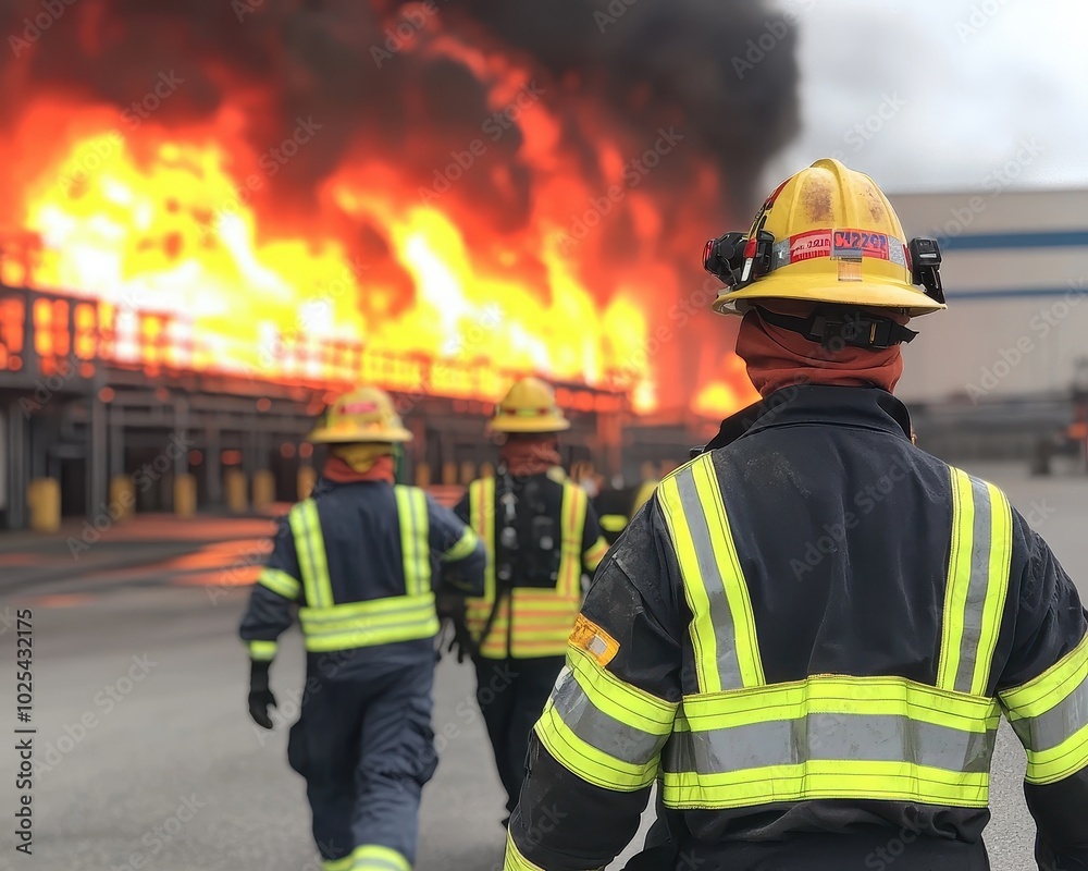 ### Description:
Firefighters respond to a massive blaze, showcasing determination and teamwork amidst intense flames and smoke. ### Description:
Firefighters respond to a massive blaze, showcasing determination and teamwork amidst intense flames and smoke.