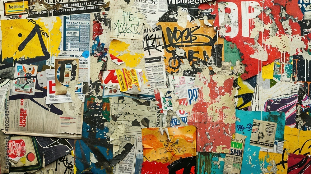 Fototapeta premium Vibrant Grunge Background With Graffiti Elements