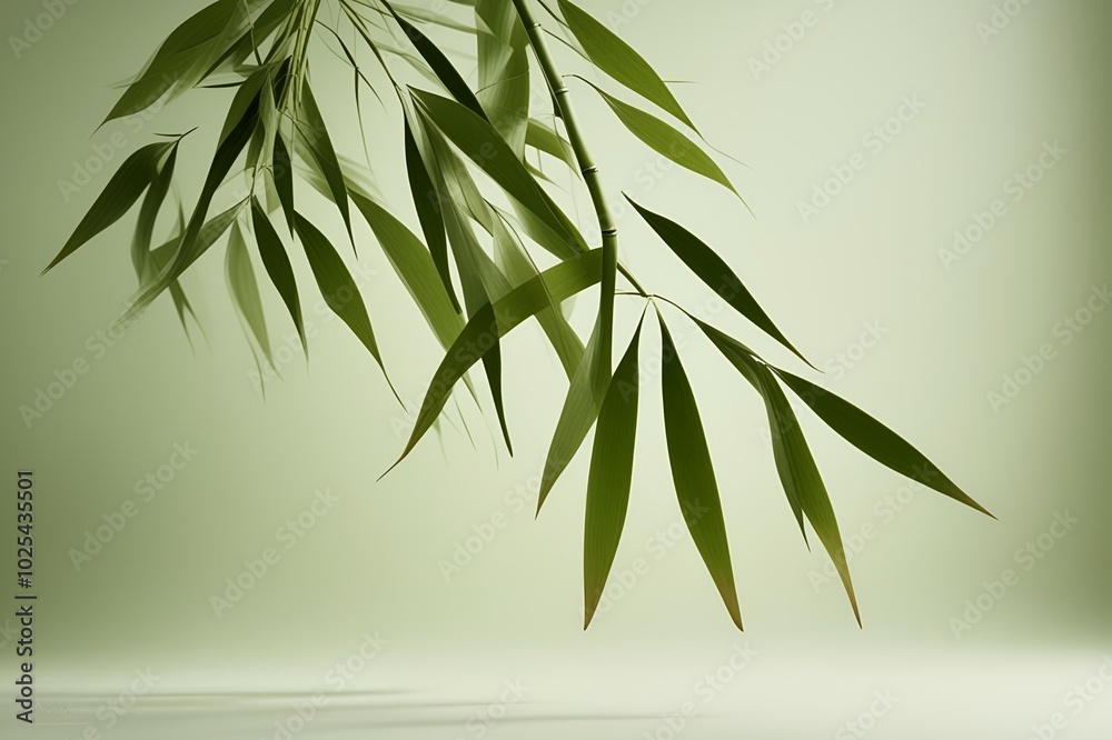 Fototapeta premium bamboo leaves on a green background