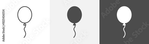 balloon icon Flat art in outline set