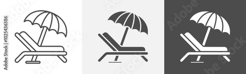 beach chair icon Flat art in outline set