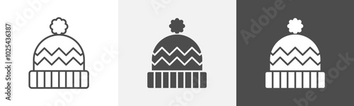 beanie icon Flat art in outline set