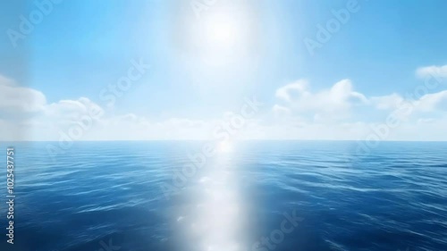 Wallpaper Mural A stunning view of a calm sea with a bright sun shining through the clouds, creating a beautiful and serene scene. Torontodigital.ca