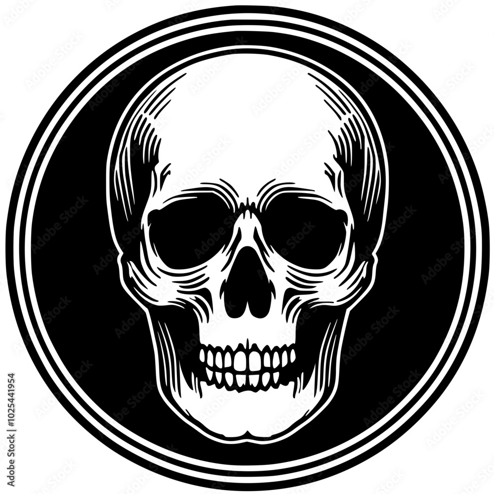 Fototapeta premium Skull label silhouette vector design