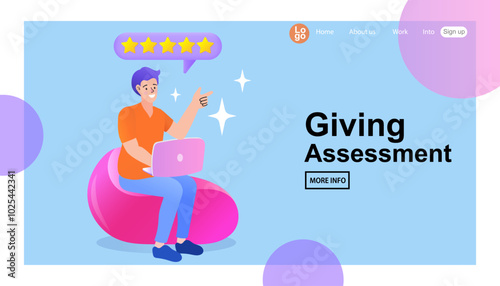 People Giving Five Star Feedback. Customer reviews concept. 