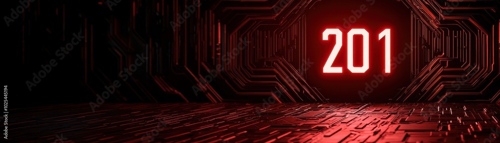 A dark, futuristic background featuring the number A dark, futuristic background featuring the number