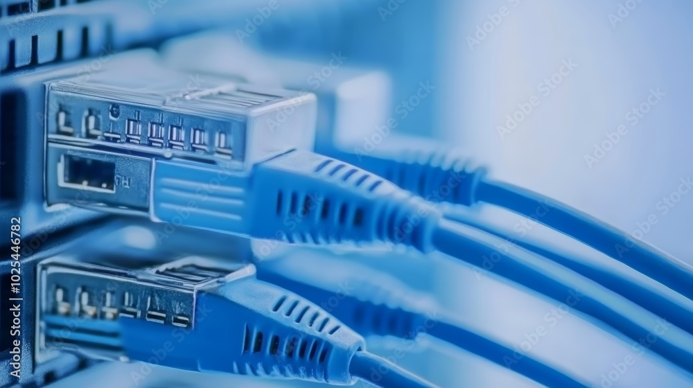 Intricate wiring and connectivity, a closeup view of network cable closeup Intricate wiring and connectivity, a closeup view of network cable closeup