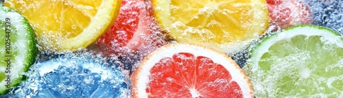 A refreshing splash, fresh fruit covered in cascading water droplets