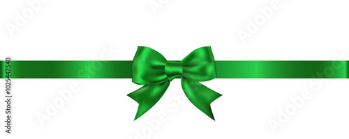 Green bow with ribbon For decorating events, products, festivals and website decorations.