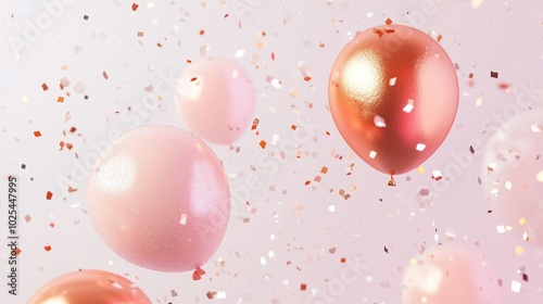 A colorful celebration, multicolored balloons and confetti fill the air with festive joy