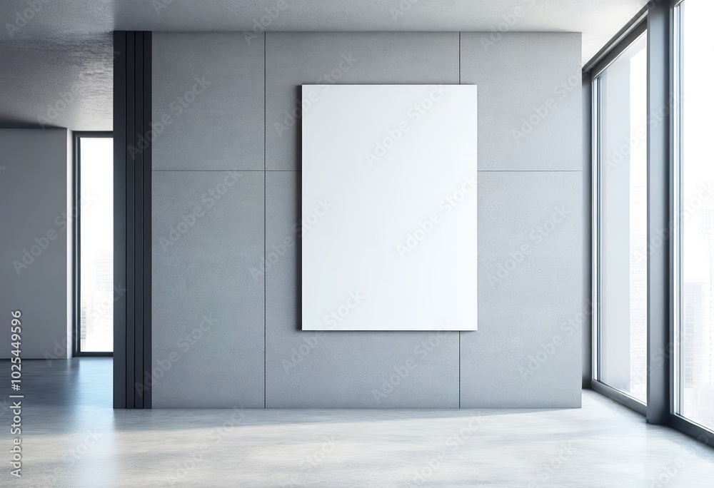 Modern Concrete Space Featuring Blank Banner. Made with Generative AI Technology Modern Concrete Space Featuring Blank Banner. Made with Generative AI Technology