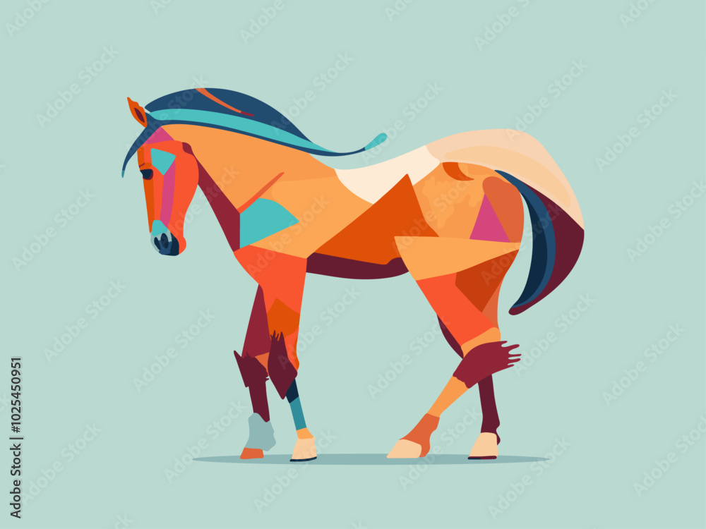 Obraz premium Geometric polygonal horse, graphic design from shapes, vector illustration