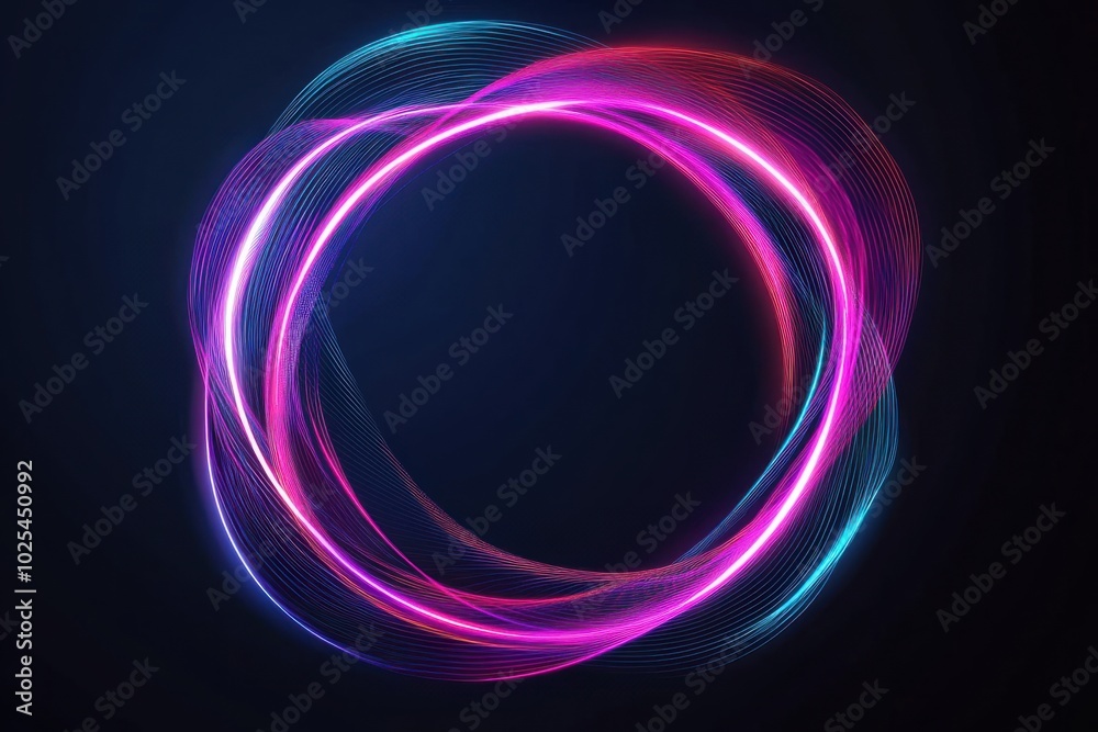 Naklejka premium Neon Light Abstract Circle