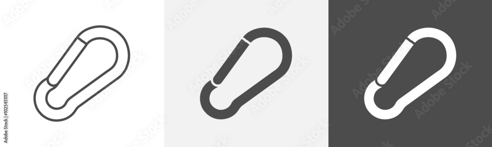 carabiner icon Outline symbol set carabiner icon Outline symbol set
