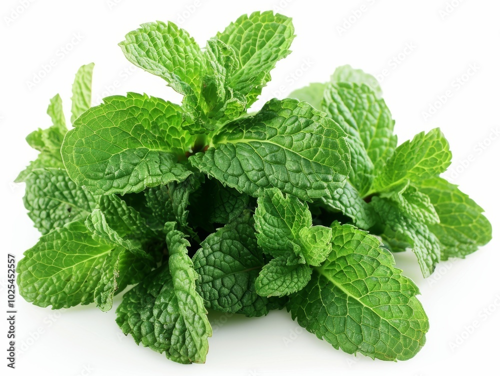 Fresh Mint Leaves Isolated on White Background Fresh Mint Leaves Isolated on White Background