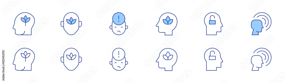 Mindfulness icon set in two styles, Duotone and Thin Line style. Editable stroke. mindfulness, growth, openminded, transparency, alert Mindfulness icon set in two styles, Duotone and Thin Line style. Editable stroke. mindfulness, growth, openminded, transparency, alert