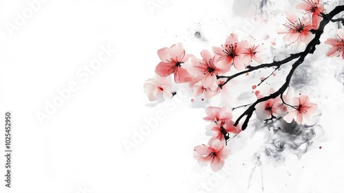 Cherry Blossom Watercolor Painting