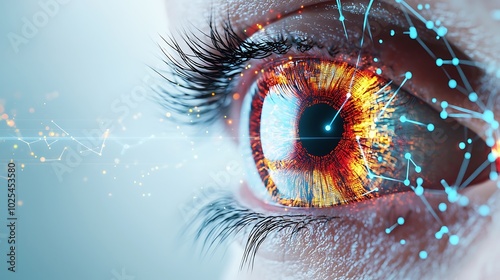 Illustration of the human eye highlighting the retina lens and optic nerve