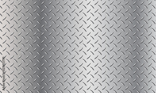 abstract simple diamond plate pattern with metallic silver background.