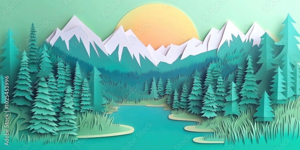 Evergreen coniferous forests on the slopes of a scenic lake valley, Evergreen coniferous forests surrounding a picturesque lake valley