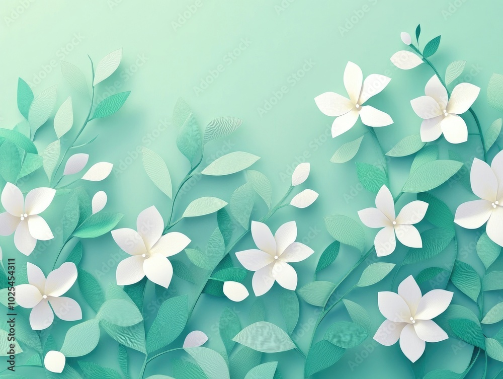 White jasmine bush in bloom during a sunny day with a gentle blur effect, Blooming white jasmine bush with soft focus White jasmine bush in bloom during a sunny day with a gentle blur effect, Blooming white jasmine bush with soft focus