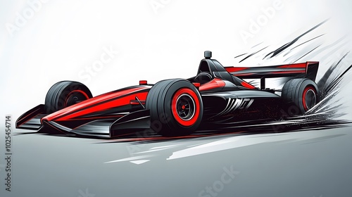Red and Black Race Car in Motion with Blurred Background