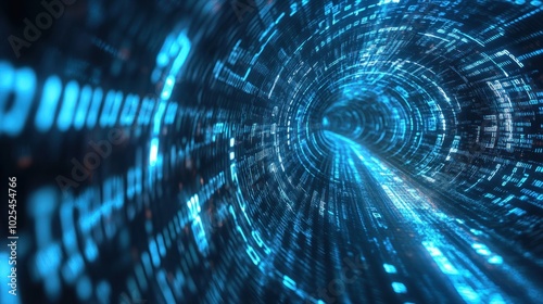 Futuristic Digital Data Tunnel