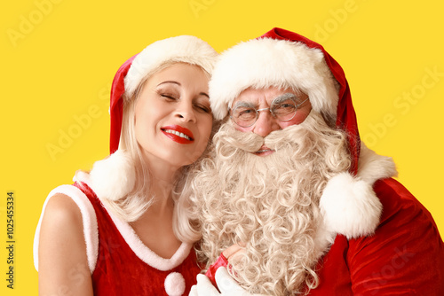 Happy santa claus and mrs c...