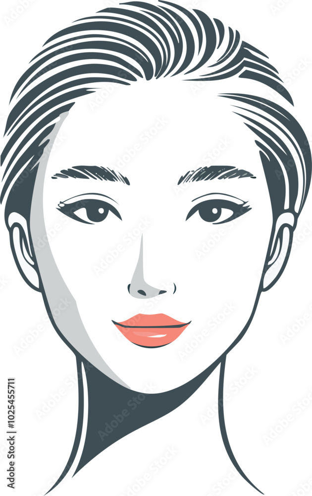 This vector illustration showcases a woman's face with a modern, abstract design. It's ideal for various projects in fashion, beauty, and graphic design. This vector illustration showcases a woman's face with a modern, abstract design. It's ideal for various projects in fashion, beauty, and graphic design.