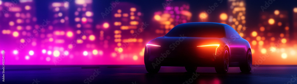 sleek electric robotaxi stands in vibrant smart city at night, illuminated by colorful city lights. futuristic design and glowing accents create captivating atmosphere sleek electric robotaxi stands in vibrant smart city at night, illuminated by colorful city lights. futuristic design and glowing accents create captivating atmosphere