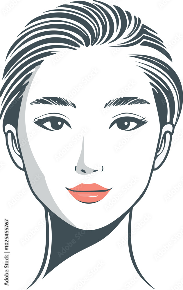 This vector illustration showcases a woman's face with a modern, abstract design. It's ideal for various projects in fashion, beauty, and graphic design. This vector illustration showcases a woman's face with a modern, abstract design. It's ideal for various projects in fashion, beauty, and graphic design.