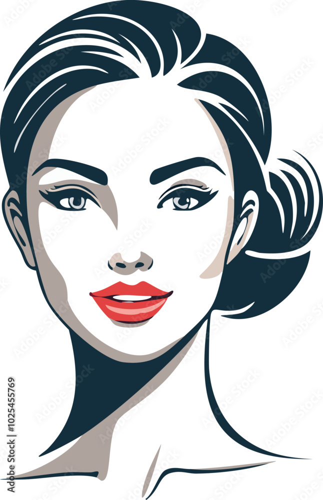 This vector illustration showcases a woman's face with a modern, abstract design. It's ideal for various projects in fashion, beauty, and graphic design. This vector illustration showcases a woman's face with a modern, abstract design. It's ideal for various projects in fashion, beauty, and graphic design.