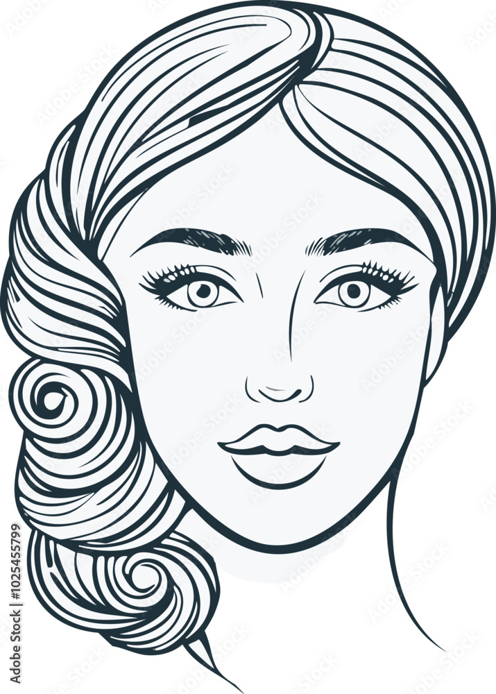 This vector illustration showcases a woman's face with a modern, abstract design. It's ideal for various projects in fashion, beauty, and graphic design. This vector illustration showcases a woman's face with a modern, abstract design. It's ideal for various projects in fashion, beauty, and graphic design.