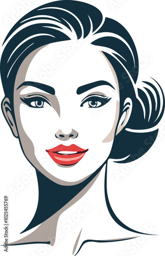 Wallpaper Mural This vector illustration showcases a woman's face with a modern, abstract design. It's ideal for various projects in fashion, beauty, and graphic design. Torontodigital.ca