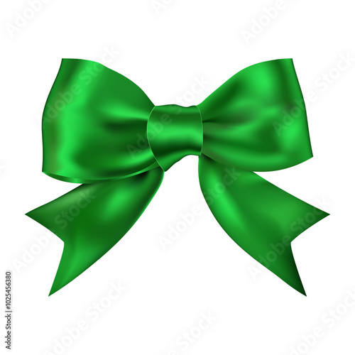 Green bow. Vector isolated on white background. Bow decorated icon, image for your design