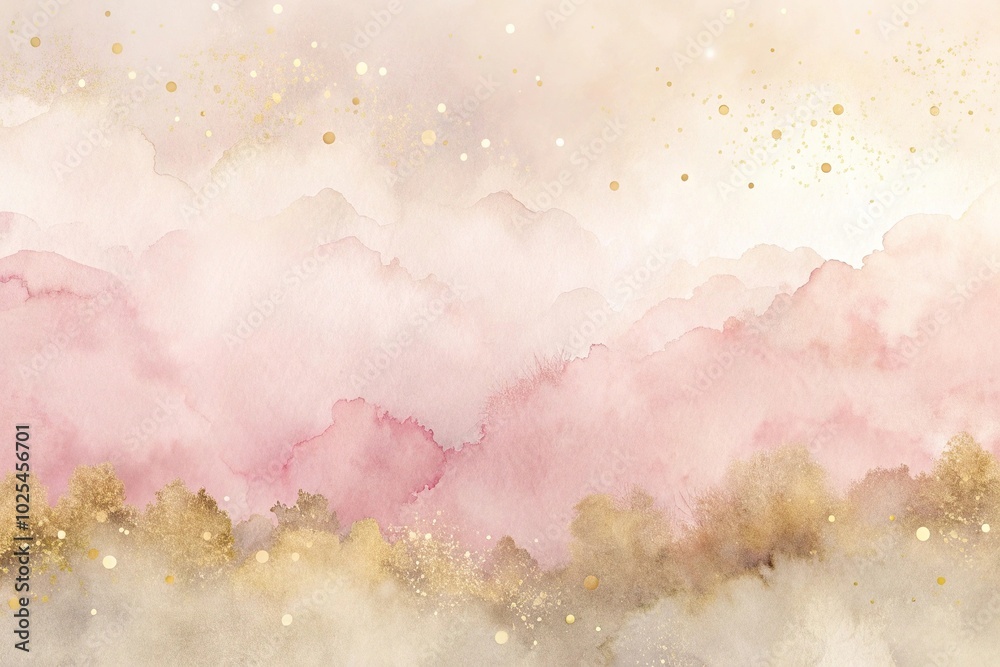 Fototapeta premium Minimalist trendy panoramic watercolor