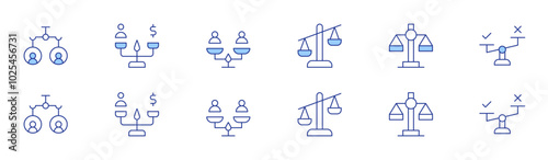 Balance icon set in two styles, Duotone and Thin Line style. Editable stroke. tradition and modernity, social norms, cultural heritage, community values